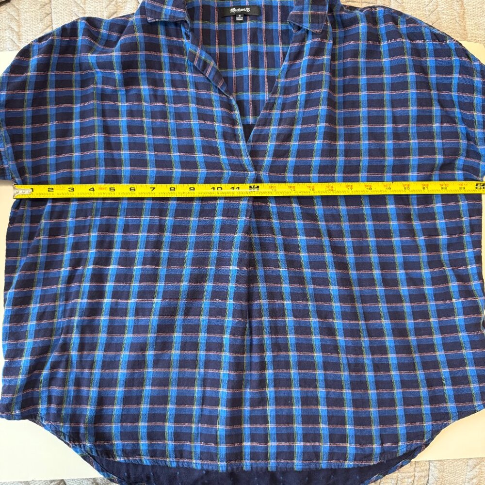 Madewell Double-Faced Park Popover Shirt in Blue Plaid Women's Medium - Picture 9 of 9
